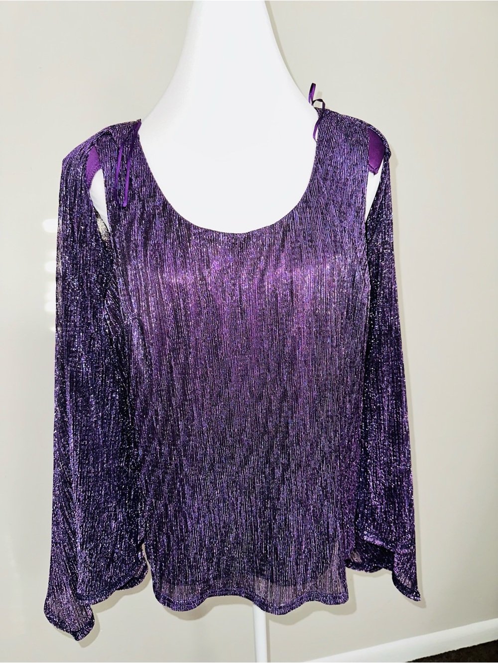 dressbarn Metallic Purple Open-Front Cardigan - Picture 4 of 9